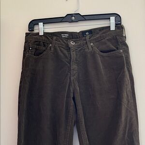 AG Adriano Goldschmied Olive Corduroy Cigarette Leg Pants 27R